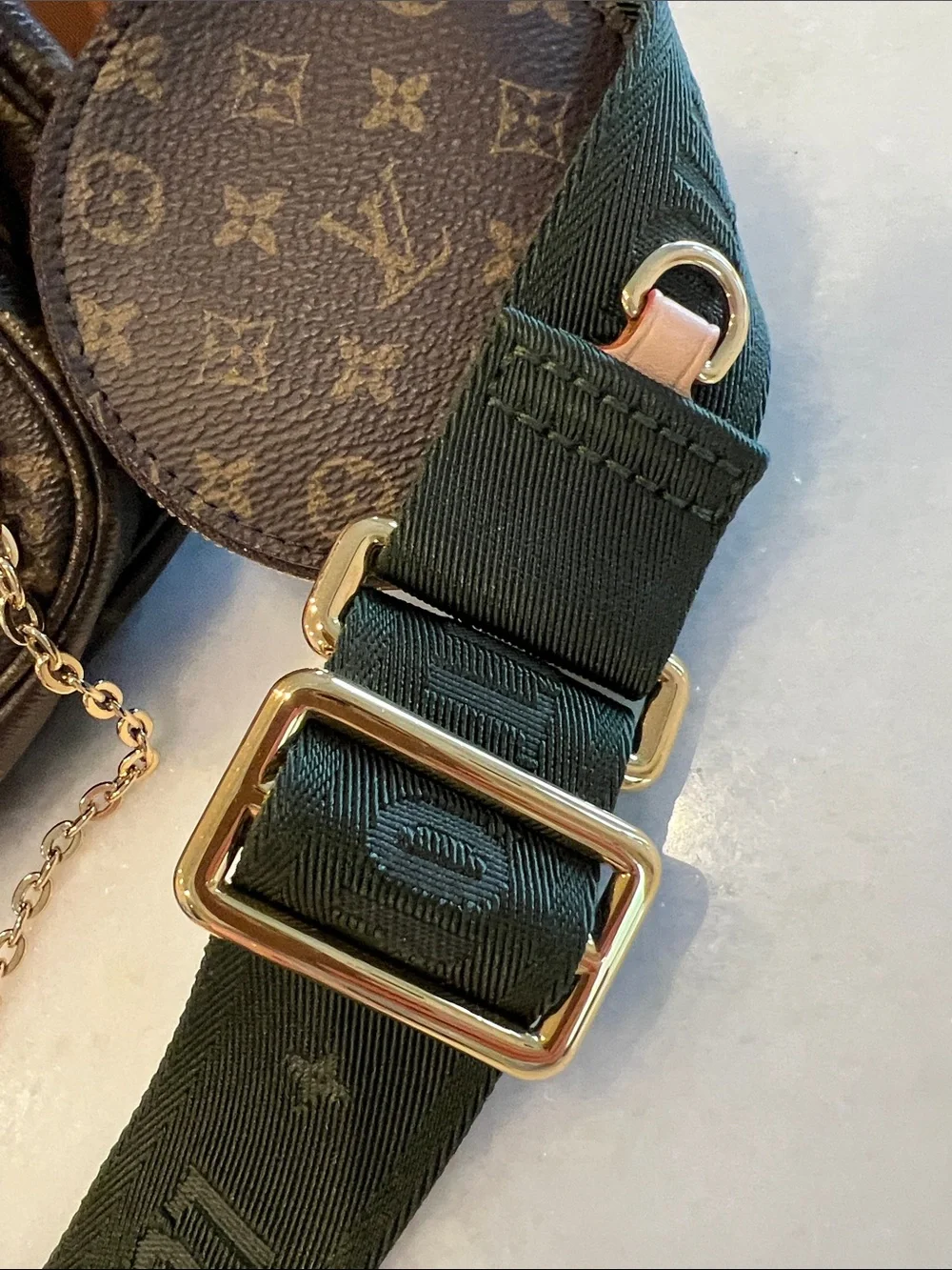 Louis Vuitton Monogram Multi Pochette Crossbody with Green Strap